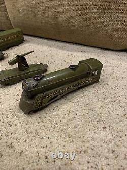 Rare Marx Army Supply Train 500 Tin Toys Locomotive Car lot vintage