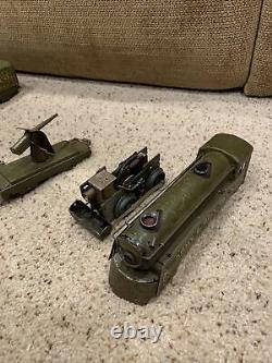 Rare Marx Army Supply Train 500 Tin Toys Locomotive Car lot vintage