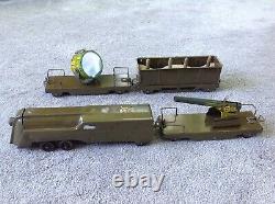 Rare Marx prewar ARMY Floor Train 4-Car Metal Wood Wheels 1940 wyandotte marx