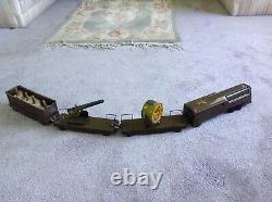 Rare Marx prewar ARMY Floor Train 4-Car Metal Wood Wheels 1940 wyandotte marx