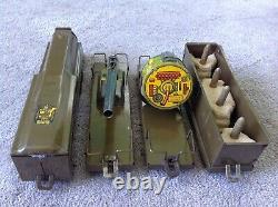 Rare Marx prewar ARMY Floor Train 4-Car Metal Wood Wheels 1940 wyandotte marx