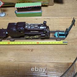 Rare VTG 1950s Bandai Japanese Tin Steam Locomotive Train Set with Tracks Station