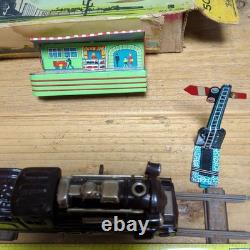 Rare VTG 1950s Bandai Japanese Tin Steam Locomotive Train Set with Tracks Station