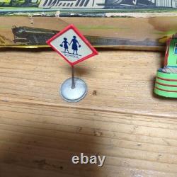 Rare VTG 1950s Bandai Japanese Tin Steam Locomotive Train Set with Tracks Station