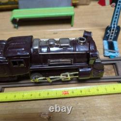 Rare VTG 1950s Bandai Japanese Tin Steam Locomotive Train Set with Tracks Station