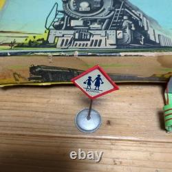 Rare VTG 1950s Bandai Japanese Tin Steam Locomotive Train Set with Tracks Station