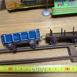 Rare VTG 1950s Bandai Japanese Tin Steam Locomotive Train Set with Tracks Station