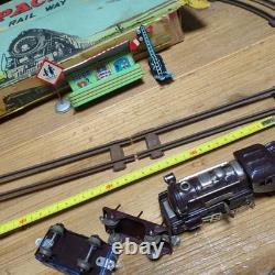 Rare VTG 1950s Bandai Japanese Tin Steam Locomotive Train Set with Tracks Station