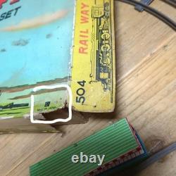 Rare VTG 1950s Bandai Japanese Tin Steam Locomotive Train Set with Tracks Station