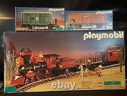 Rare Vintage 1991 Playmobil Pacific Railway Locomotive Train Set + 2 Cars NIB