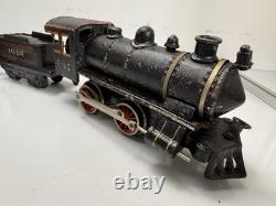 Rare Vintage Prewar BING Wind-Up Locomotive Train Toy with (3) Tin Litho Cars