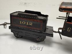 Rare Vintage Prewar BING Wind-Up Locomotive Train Toy with (3) Tin Litho Cars