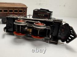 Rare Vintage Prewar BING Wind-Up Locomotive Train Toy with (3) Tin Litho Cars