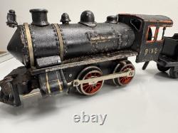 Rare Vintage Prewar BING Wind-Up Locomotive Train Toy with (3) Tin Litho Cars