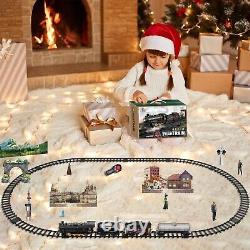 Remote Control Train Set Steam Locomotive, Cargo Car & Tracks, Electric Recha