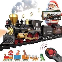 Remote Control Train Set for Kids Electric Steam Engine Locomotive, Cargo Car