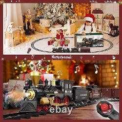 Remote Control Train Set for Kids Electric Steam Engine Locomotive, Cargo Car