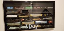 Train Display Case N Scale Black 7 Shelves Cabinet Railroad Car Locomotive Frame