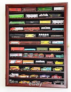 Train Display Case N Scale Cherry 12 Shelves Cab Railroad Car Locomotive Cabinet