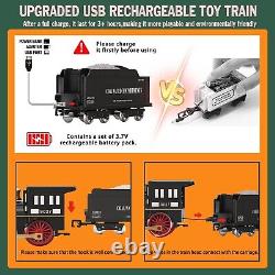 Train Set for Kids Remote Control Train Toys withSteam Locomotive, Passenger Car