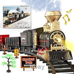 UNIH Train SetElectric Train Toys with Steam Locomotive EngineCargo Car and L