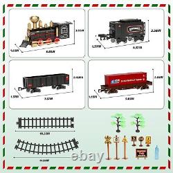 UNIH Train SetElectric Train Toys with Steam Locomotive EngineCargo Car and L