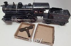 VINTAGE BING TRAIN SET WithCAST IRON LOCOMOTIVE & TIN PLATE CARS