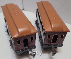 VINTAGE BING TRAIN SET WithCAST IRON LOCOMOTIVE & TIN PLATE CARS