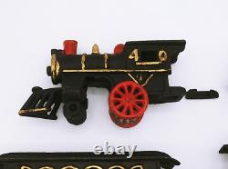 Vintage 5 pc Cast Iron Locomotive Train Set Engine passenger cars Coal caboose