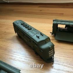 Vintage Cox HO Scale US Army Train Lot Set Of 9+ Locomotive Flat Bed Car Tank