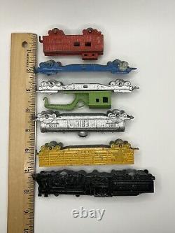 Vintage Criterion Train Car Set Of 6 Locomotive Tanker Crane Freight & Caboose