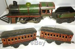 Vintage Kbn, Karl Bub, Tin Litho Train, Wind Up Engine, Tender, 2 Cars, Runs, Germany