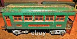 Vintage Lionel O gauge train set, #253 Electric engine, 2 #607 cars, 1 #608 car