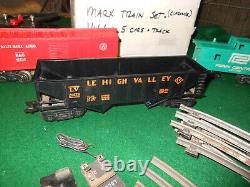 Vintage MARX TRAINS Lot 1666 Locomotive /Tenders /Tracks / Cars / Cabooses