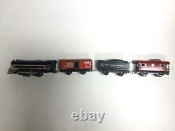 Vintage Marx Electric O Gauge Train Engine And 3 Tin Cars AC Working NY PA B&LE