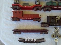 Vintage Marx Train Set Track Lot Locomotive Rock Island Rail Road Car Engine O