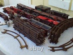 Vintage Marx Train Set Track Lot Locomotive Rock Island Rail Road Car Engine O