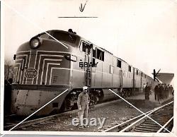 Vintage Photo Art Deco NY Central Locomotive Train Car Railroad Engineer BW