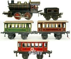 Vintage Pre-war Bing I-48 1-gauge Passenger Train Set With Red Cross Car