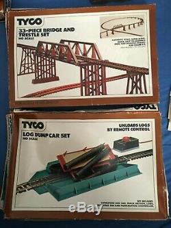 Vintage TYCO Model Railroad HO Scale Large Lot Locomotives, Train Cars, Manuals