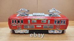 Vintage retro electric locomotive express train car Japan tin battery operated