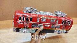 Vintage retro electric locomotive express train car Japan tin battery operated