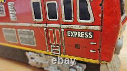 Vintage retro electric locomotive express train car Japan tin battery operated