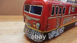 Vintage retro electric locomotive express train car Japan tin battery operated