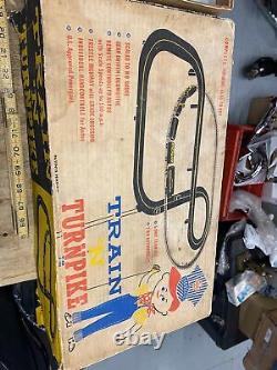 Vtg Marx HO Train Turnpike RC Slot Car Set 1960's Diesel Locomotive Box Nice