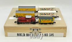 Z Scale Marklin 8864 DB 260 Locomotive and 5 Box Cars Custom Wood Case